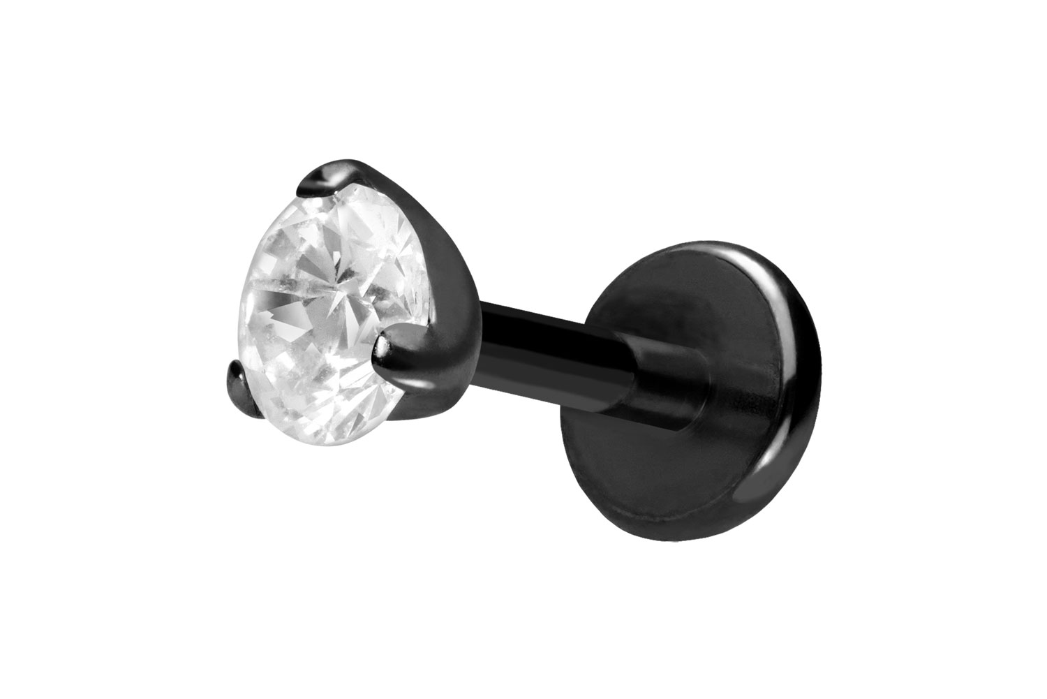 Titan Labret Piercing mit Push Fit EINGEFASSTER KRISTALL